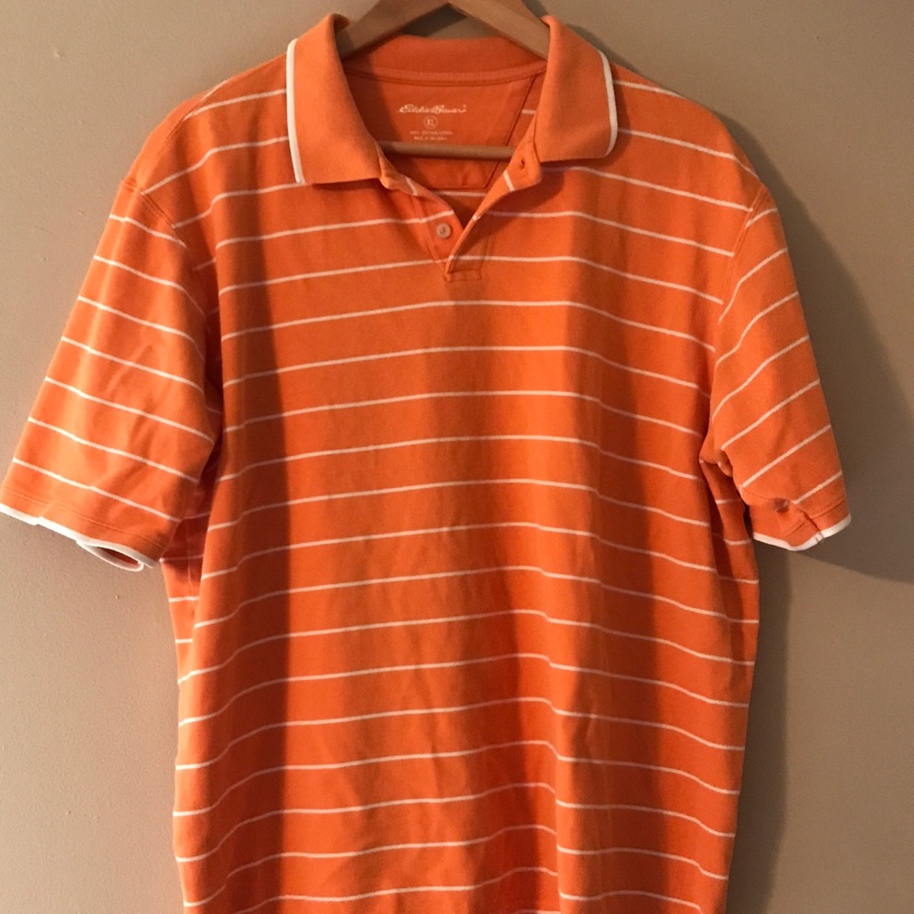 ⭐️3/$10 Orange and White Eddie Bauer Polo